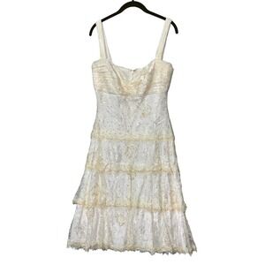 Tadashi Women’s Beaded Sequins Layered Tiered Gold Sheath Dress Size 10